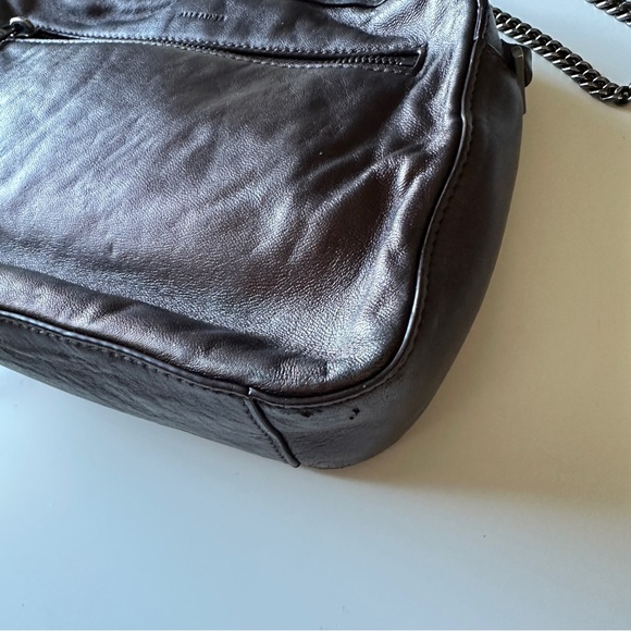 AllSaints Metallic Brown Leather Chain Crossbody Bag - Picture 6 of 14